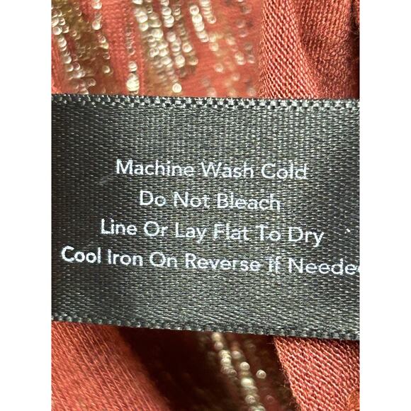 Boston Proper Tank Womens Medium Rust Gold Glitter Shimmer Belted Tie GNO - Picture 7 of 9